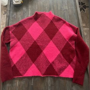 AQUA check mock neck sweater , sz XS